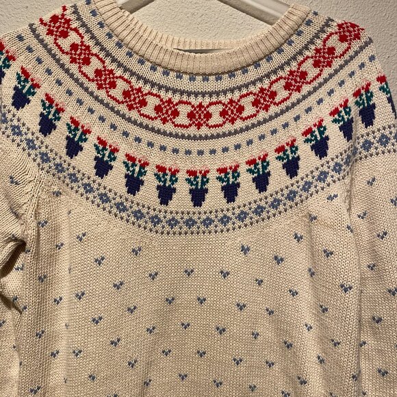 Eddie Bauer Vintage Fair Isle Sweater 1988 Flower Pots Cottagecore – Size M - Picture 2 of 4